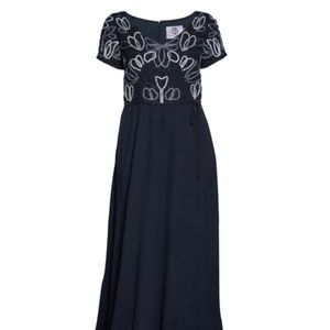 JS Collections Navy Chain Mail Soutache Gown NWT